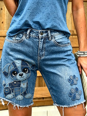 Women's Animal Art Printed Short Jeans
