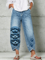 Women's Animal Dog Art Print Trousers