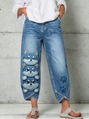 Women's Animal Dog Art Print Trousers