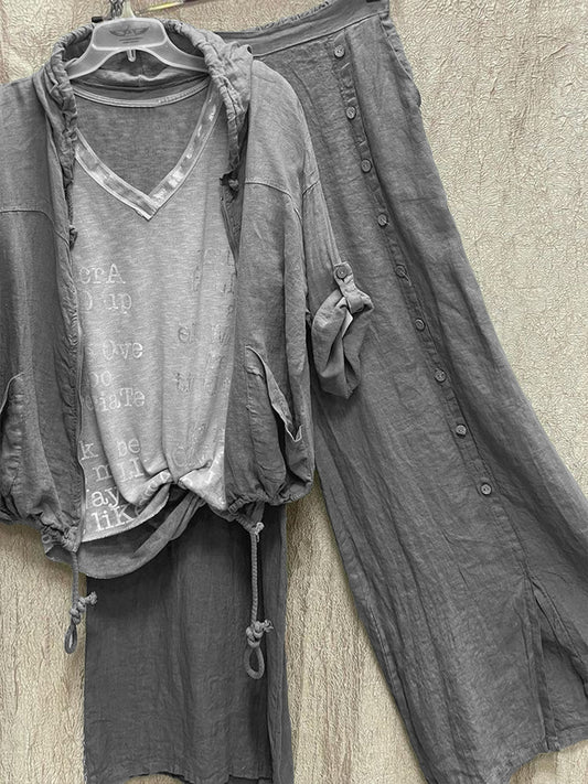 Solid Color Zipper Hooded Long Sleeves Two Piece Suit
